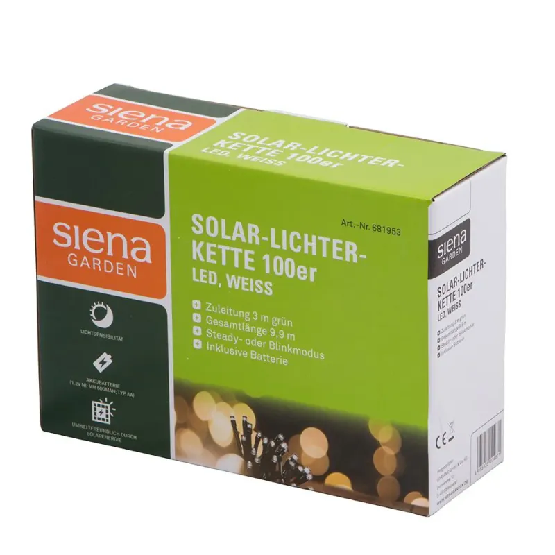 Siena Garden Solar-Lichterkette 100er, LED weiß,