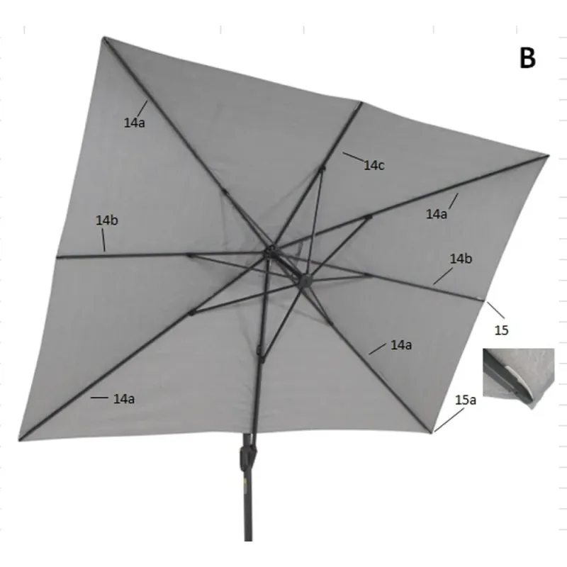 Siena Garden Strebenset Ecke zu Cirrus Ampelschirm 3x4 m