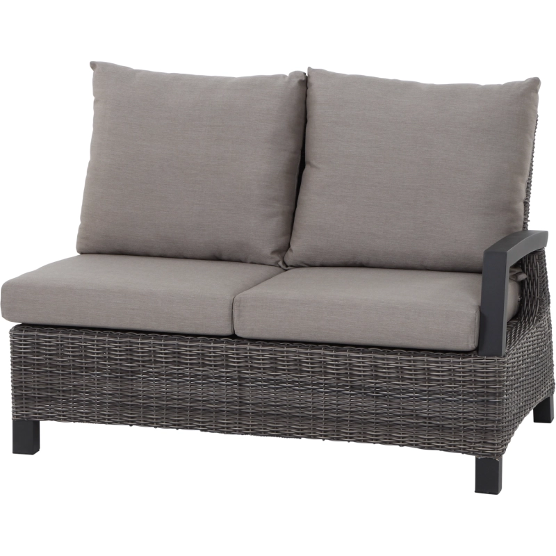 Siena Garden Corido Loungesofa 2-Sitzer mit Armlehne links Rattangeflecht charcoal-grey