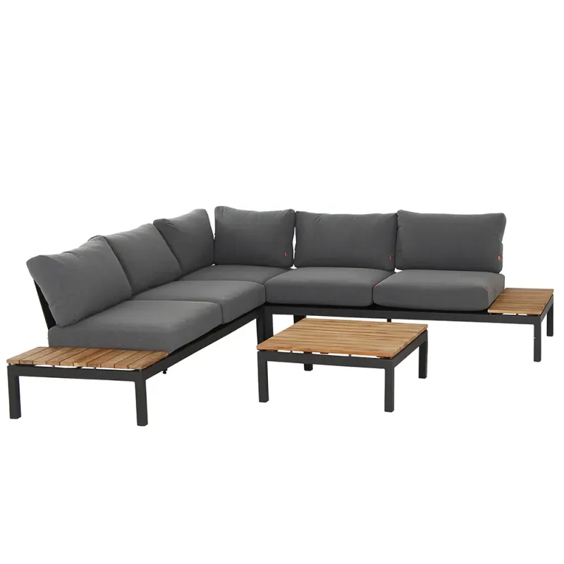 Siena Garden Loungeset Alvida Loungetisch + 2x 2-Sitzer-Loungesofa + Modul Ecke