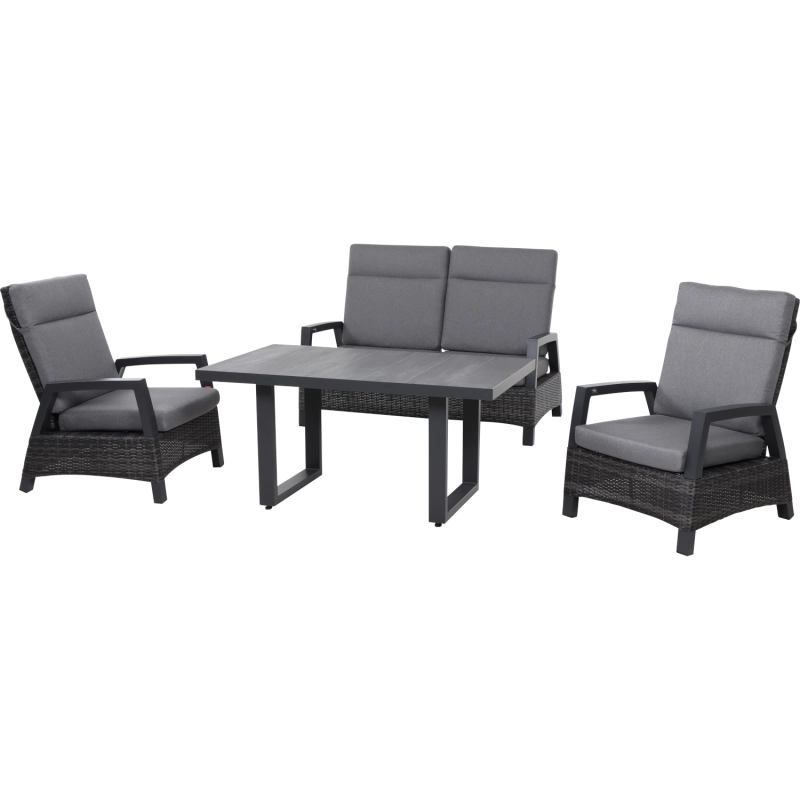 Siena Garden Loungeset Taranto Loungetisch + 2x Loungesessel + 2-Sitzer-Loungesofa