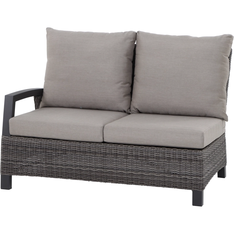 Siena Garden Corido Loungesofa 2-Sitzer mit Ammlehne rechts Rattangeflecht charcoal-grey