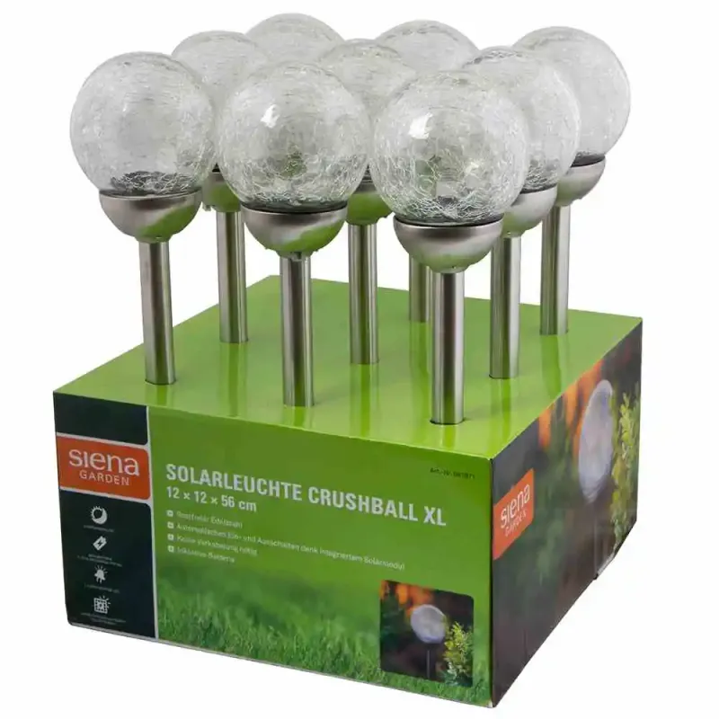 Siena Garden Solarleuchte Crushball XL, Edelstahl/Glas/Kunststoff,