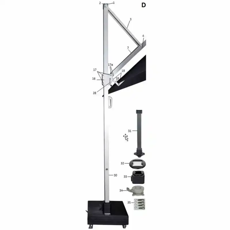 Siena Garden StandFuß zu Stratos Ampelschirm 3x4m