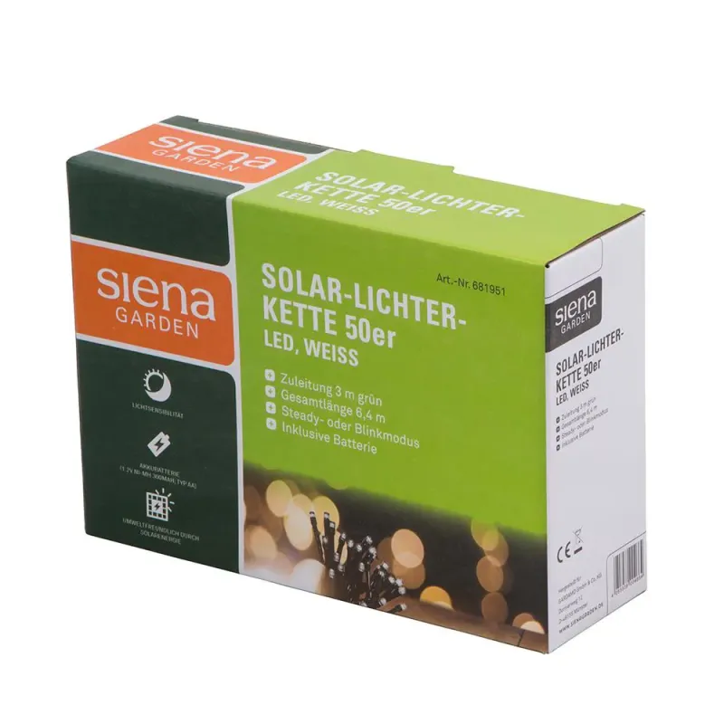 Siena Garden Solar-Lichterkette 50er, LED weiß,