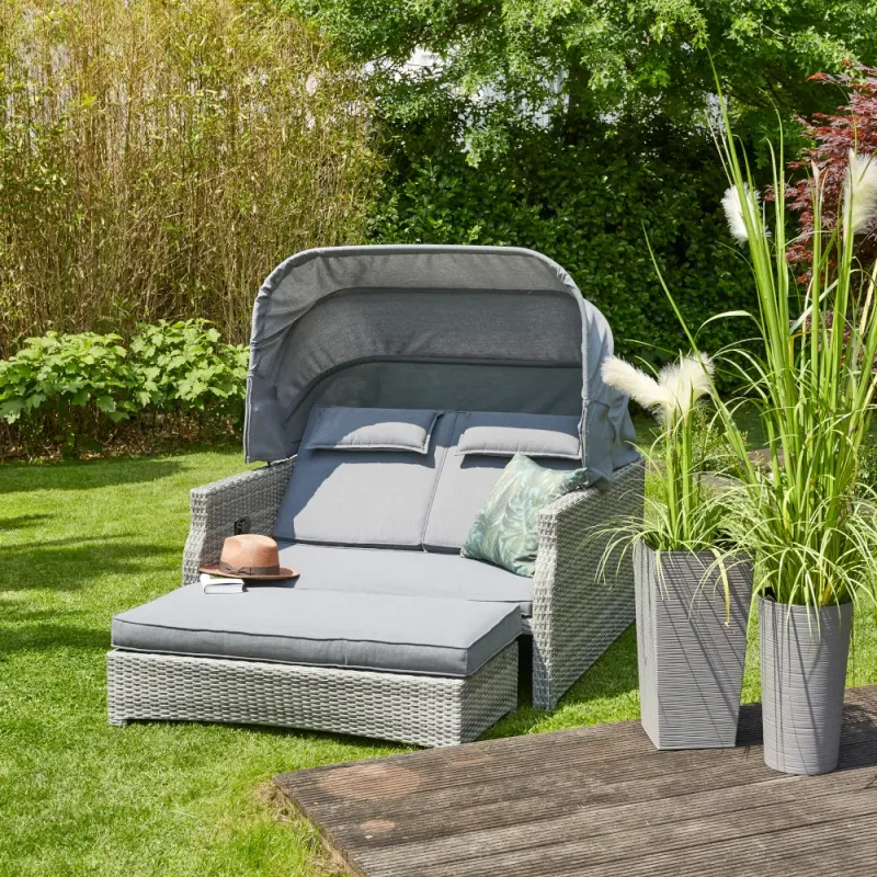 Siena Garden Tivas Loungeinsel Rattangeflecht stone-grey