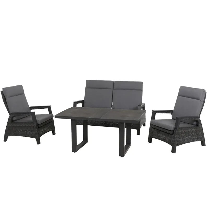 Siena Garden Loungeset Solea Loungetisch + 2x Loungesessel + 2-Sitzer-Loungesofa