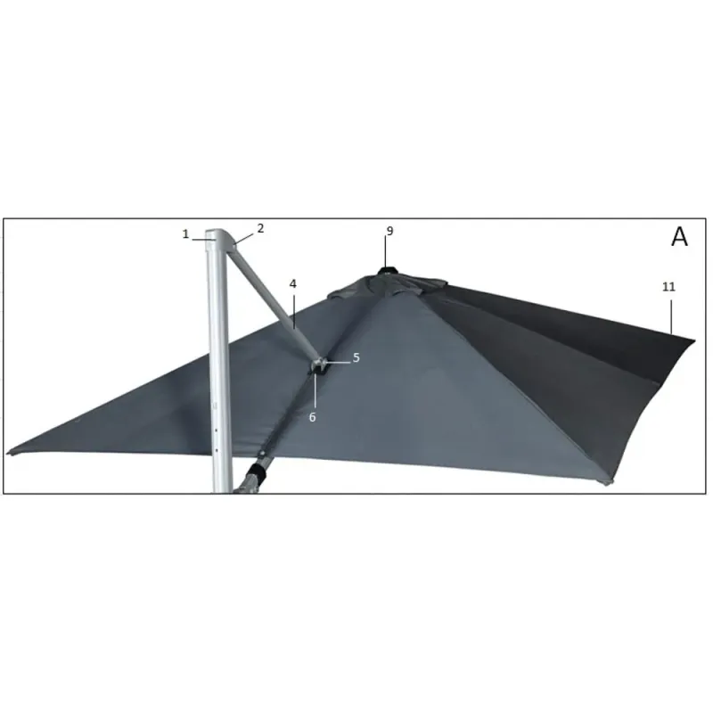 Siena Garden Querstrebe anthrazit zu Alphawing Ampelschirm 3x3 m